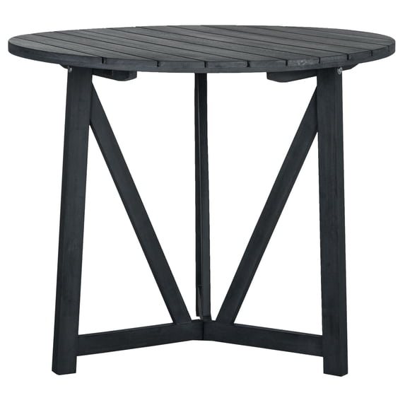 SAFAVIEH Cloverdale Transitional Outdoor Patio Round Table, Dark Slate Grey