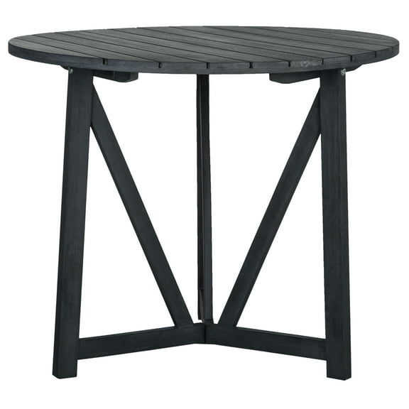 SAFAVIEH Cloverdale Transitional Outdoor Patio Round Table, Dark Slate Grey