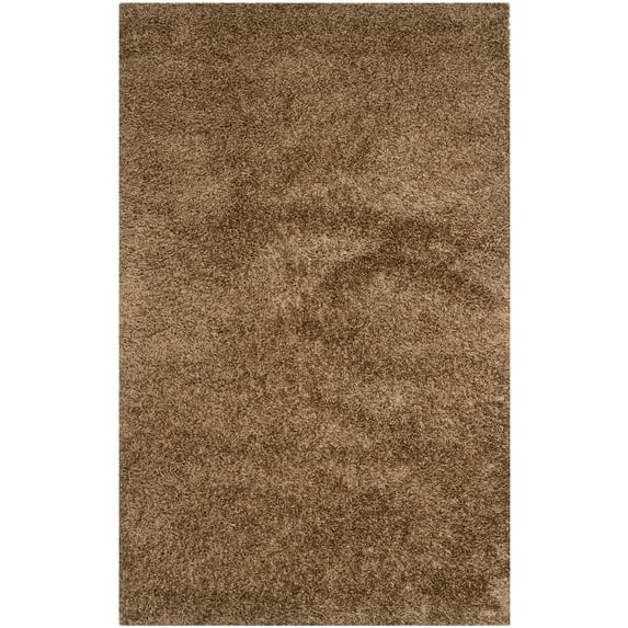 SAFAVIEH Clyde Solid Plush Polyester Shag Area Rug, Light Brown, 3' x 5'