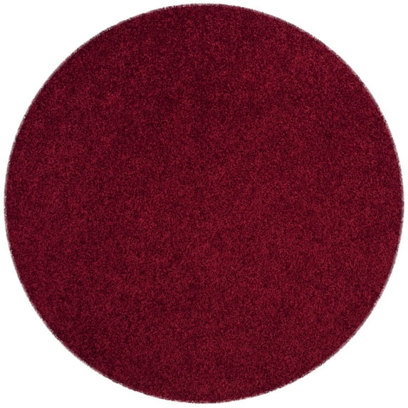 SAFAVIEH Clyde Solid Plush Polyester Shag Area Rug, Red, 7' x 7' Round