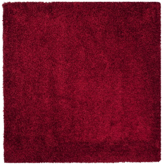 SAFAVIEH Clyde Solid Plush Polyester Shag Area Rug, Red, 7' x 7' Square