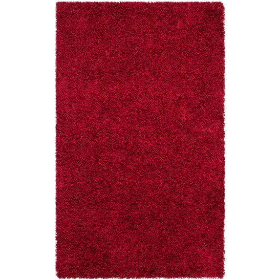SAFAVIEH Clyde Solid Plush Polyester Shag Area Rug, Red, 8' x 10'