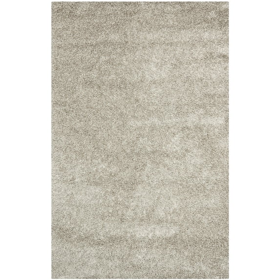 SAFAVIEH Clyde Solid Plush Polyester Shag Area Rug, Silver, 3' x 5'