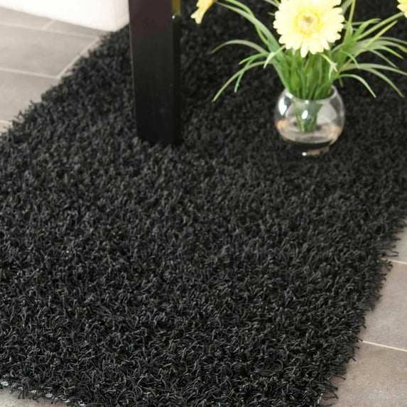 SAFAVIEH Clyde Solid Plush Polyester Shag Runner Rug, Black, 2'3" x 6'