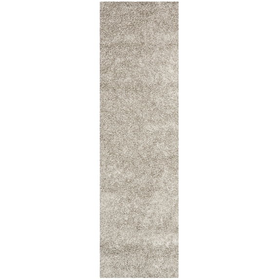 SAFAVIEH Clyde Solid Plush Polyester Shag Runner Rug, Silver, 2'3" x 10'