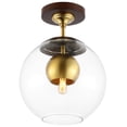 thumbnail image 1 of SAFAVIEH Clyenne 10 in. Modern Dark Walnut Iron Mount Light with Clear Shade, 1 of 6