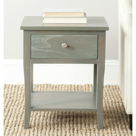 SAFAVIEH Coby Solid Rustic Nightstand with Storage Drawer, French Grey