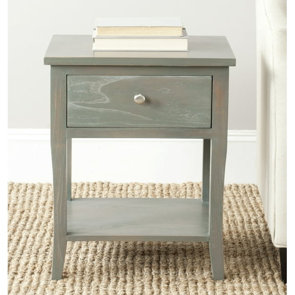 SAFAVIEH Coby Solid Rustic Nightstand with Storage Drawer, French Grey