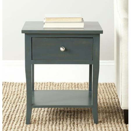 SAFAVIEH Coby Solid Rustic Nightstand with Storage Drawer, Steel Teal
