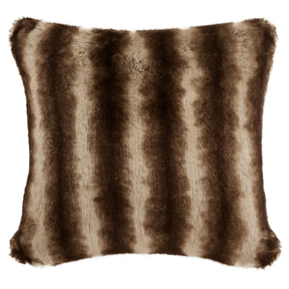 SAFAVIEH Coco Striped Plush Fur Pillow, Milk/Chocolate