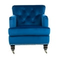 thumbnail image 1 of SAFAVIEH Colin Industrial Tufted Club Chair with Casters, Navy Blue/Espresso, 1 of 12