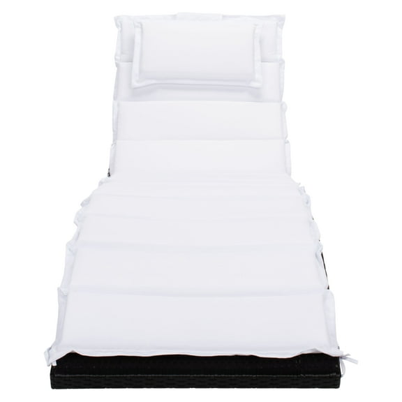 SAFAVIEH Colley Wicker Outdoor Chaise Sun Lounger, Black