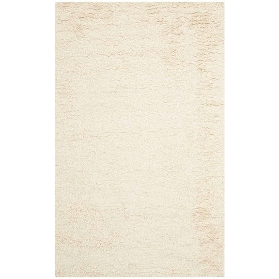 SAFAVIEH Collin Solid Plush Wool Shag Area Rug, Ivory, 2' x 3'