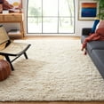 thumbnail image 1 of SAFAVIEH Collin Solid Plush Wool Shag Area Rug, Ivory, 8' x 8' Square, 1 of 11