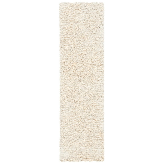SAFAVIEH Collin Solid Plush Wool Shag Runner Rug, Ivory, 2'3" x 8'