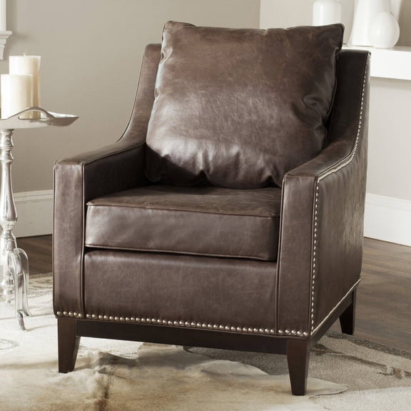 SAFAVIEH Colton Rustic Glam Upholstered Club Chair, Antique Brown