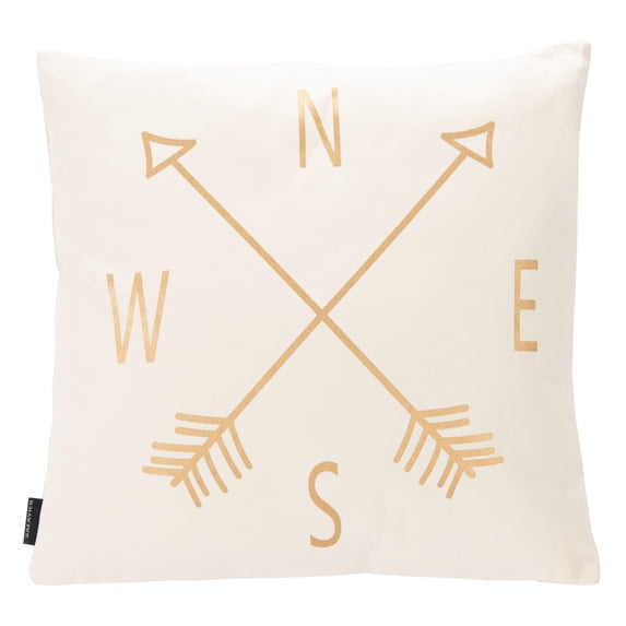 SAFAVIEH Compass Throw Pillow, 18" x 18", Beige/Gold