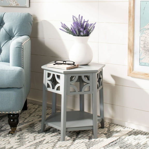 SAFAVIEH Connor Hexagon End Table Pearl Blue Grey