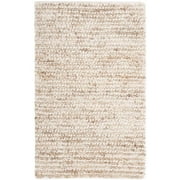 SAFAVIEH Constance Braided Plush Shag Area Rug, White/Beige, 2'3" x 4'