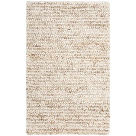 SAFAVIEH Constance Braided Plush Shag Area Rug, White/Beige, 2'3" x 4'