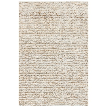 SAFAVIEH Classic Constance Solid Shag Area Rug, White/Beige, 5' x 8'