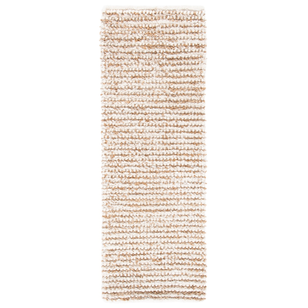 SAFAVIEH Constance Braided Plush Shag Runner Rug, White/Beige, 2'3" x 11'