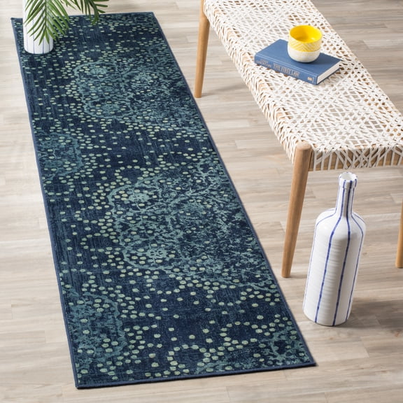 SAFAVIEH Constellation Vintage Gloriana Polka Dot Runner Rug, Blue/Multi, 2'2" x 8'