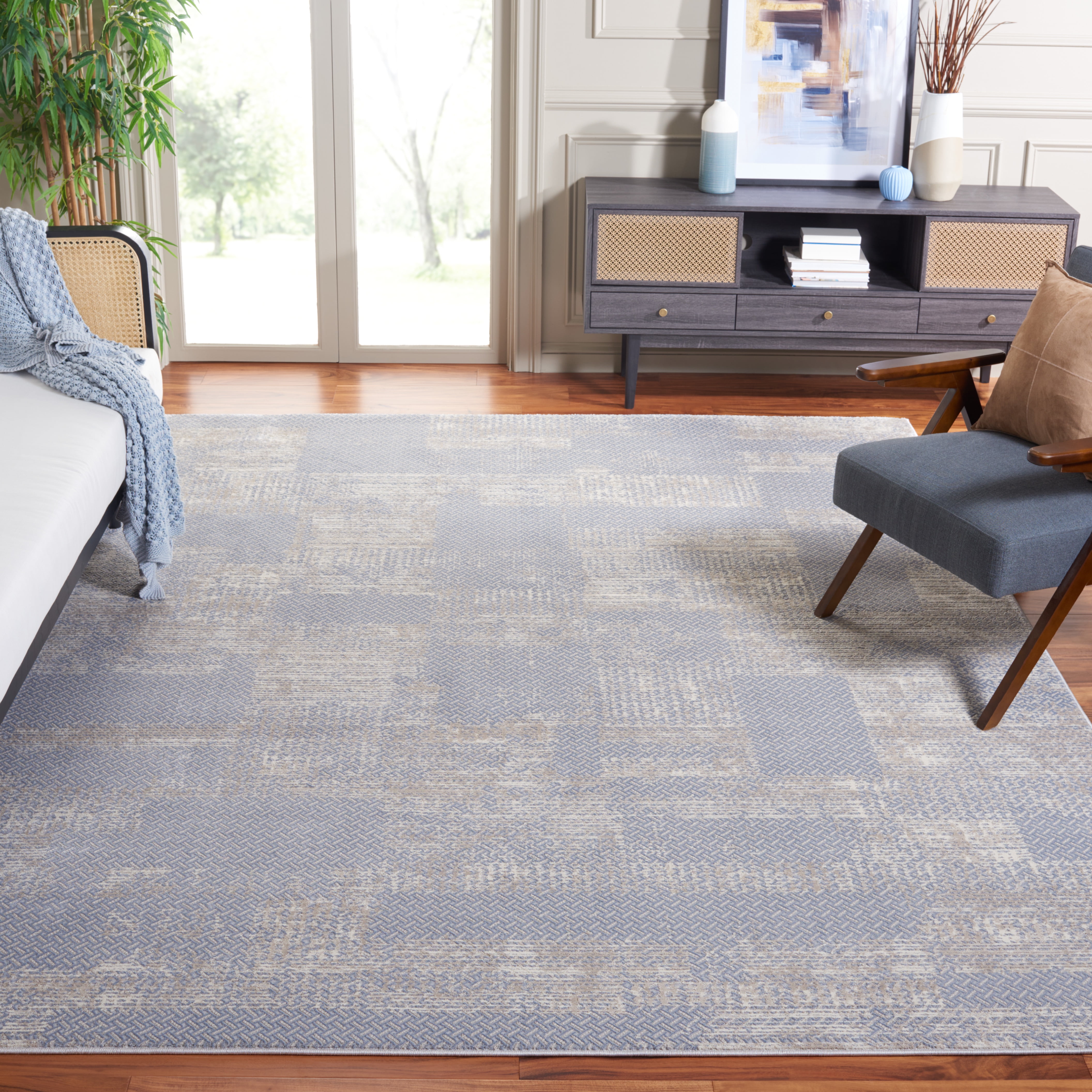 SAFAVIEH Continental Hester Distressed Area Rug, Light Gray/Beige, 6'7" x 9'
