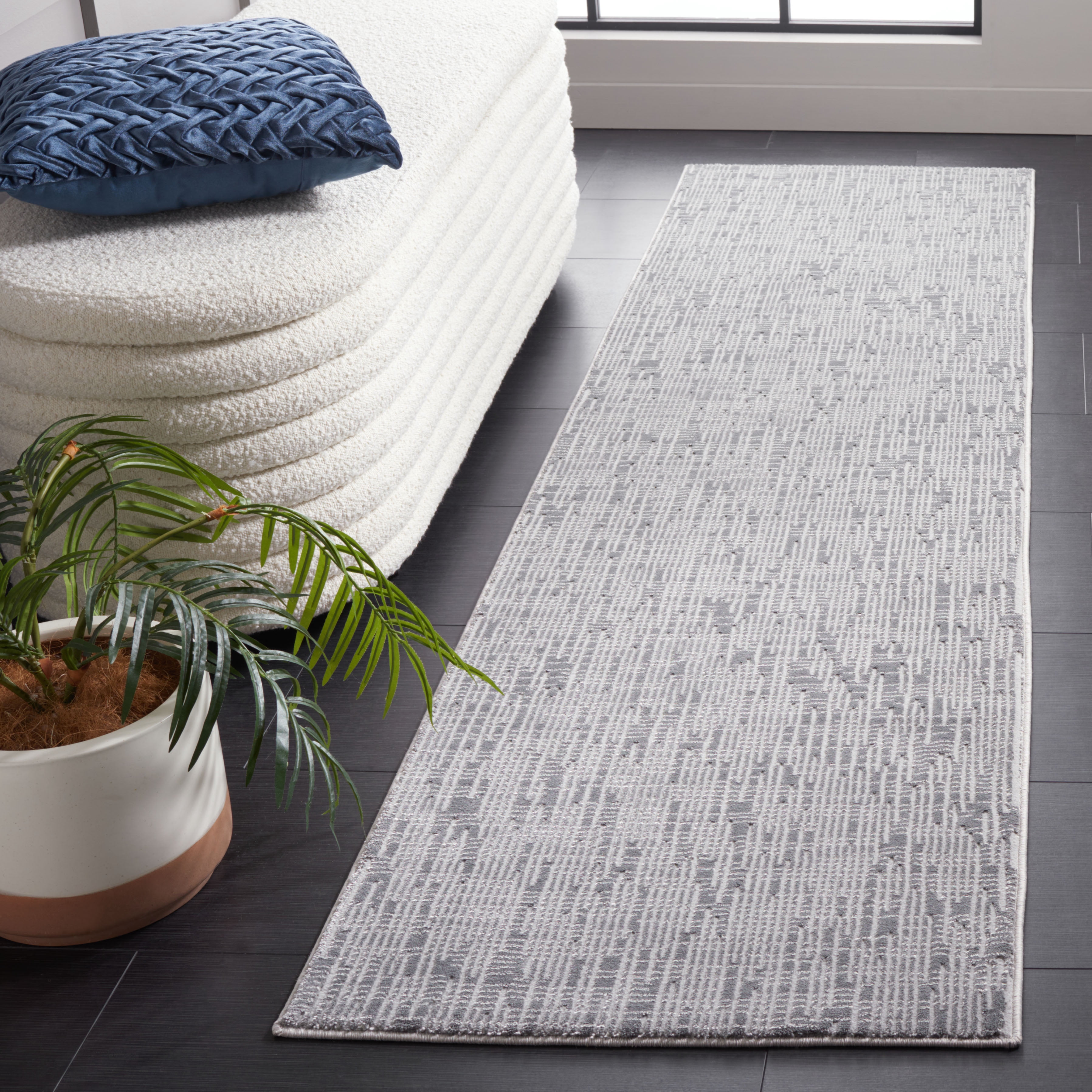 SAFAVIEH Continental Jaki Distressed Runner Rug, Dark Gray/Light Gray, 2'2" x 8'