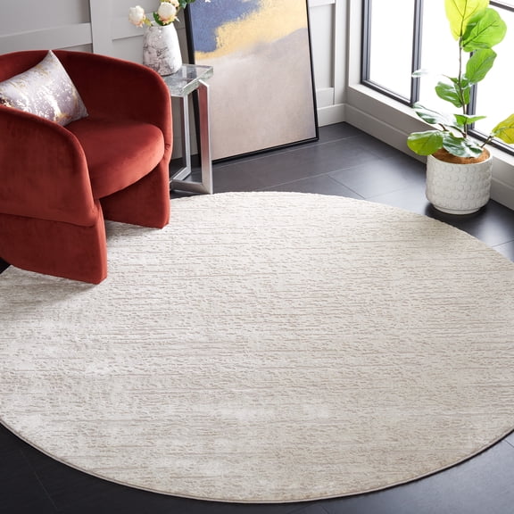 SAFAVIEH Continental Jonie Solid Area Rug, Ivory/Beige, 6'7" x 6'7" Round