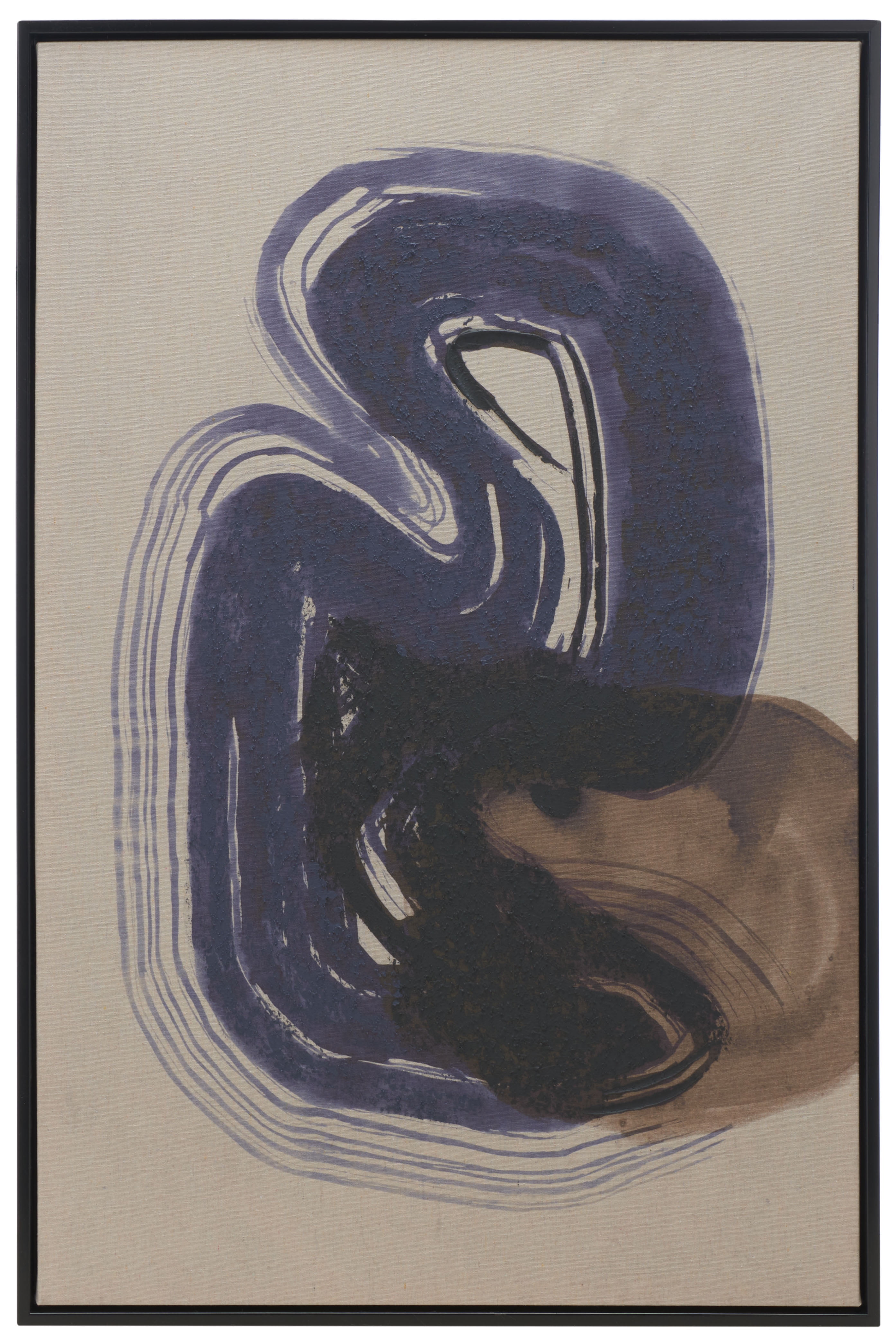 Continuity Abstract Blue and Beige Canvas Wall Art 24" x 36"