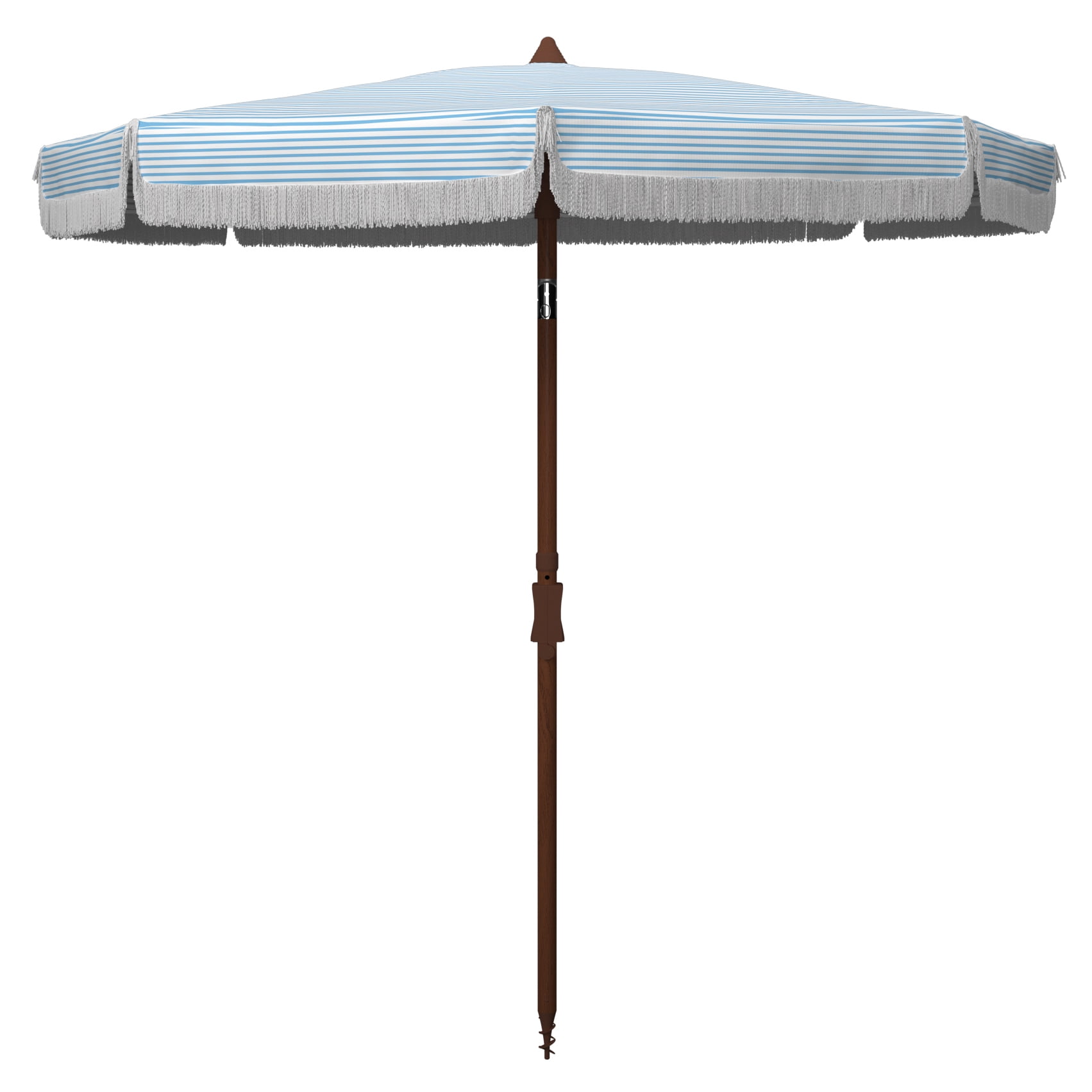 SAFAVIEH Copen 6.5' Beach Patio Umbrella, White/Light Blue