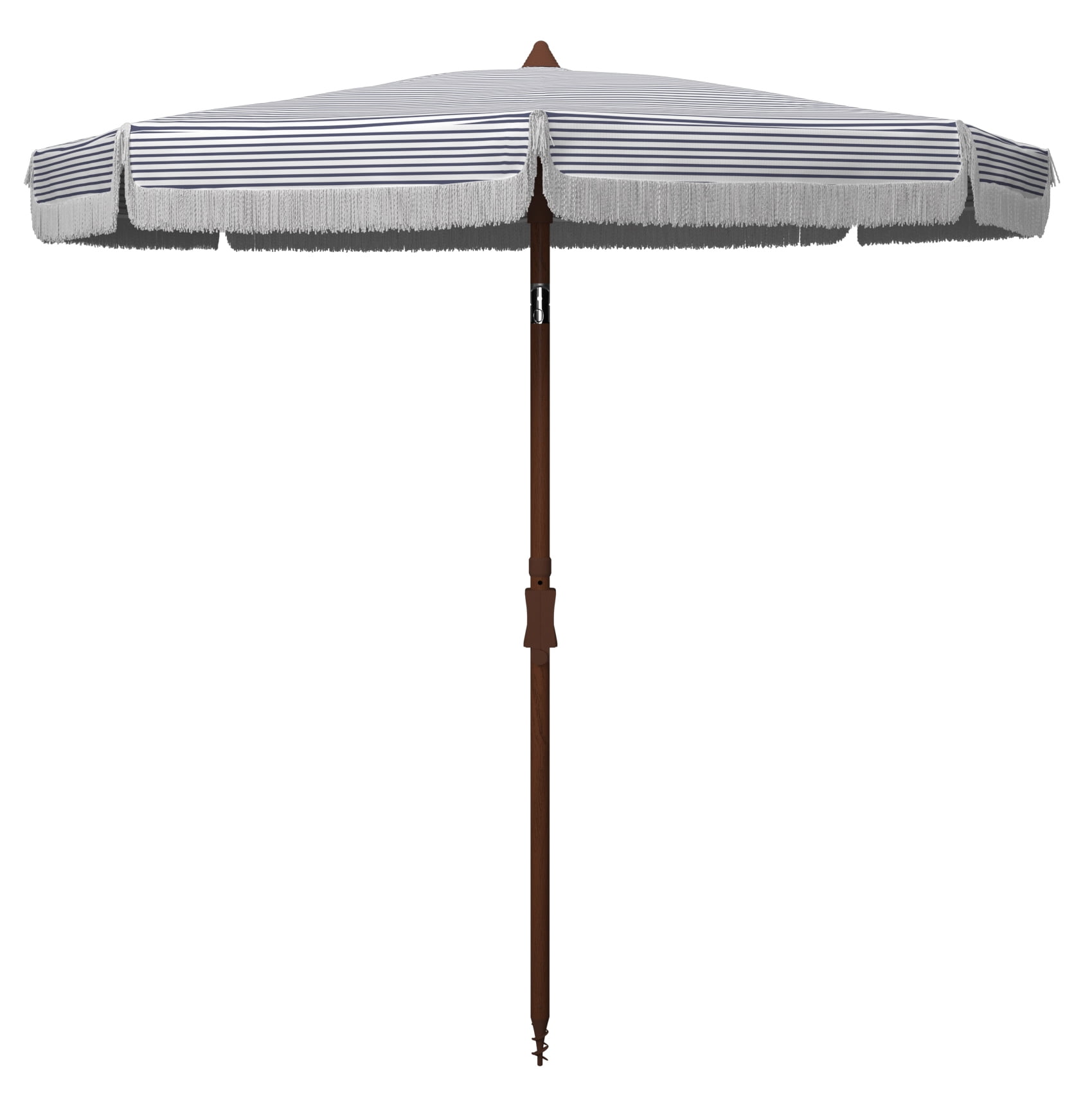 SAFAVIEH Copen 6.5' Beach Patio Umbrella, White/Navy