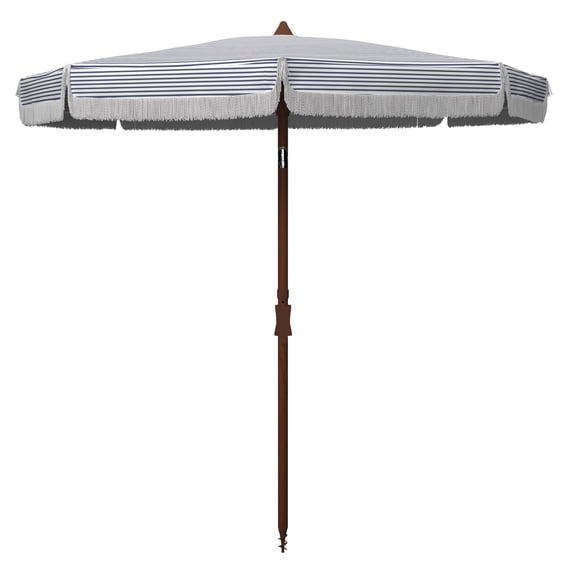 SAFAVIEH Copen 6.5' Beach Patio Umbrella, White/Navy