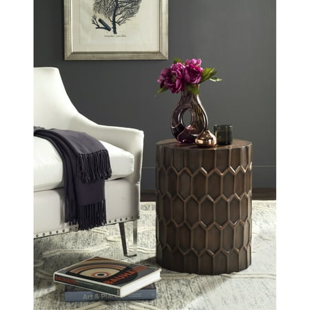 SAFAVIEH Corey Rustic Hives Round Side Tables, Antique Copper