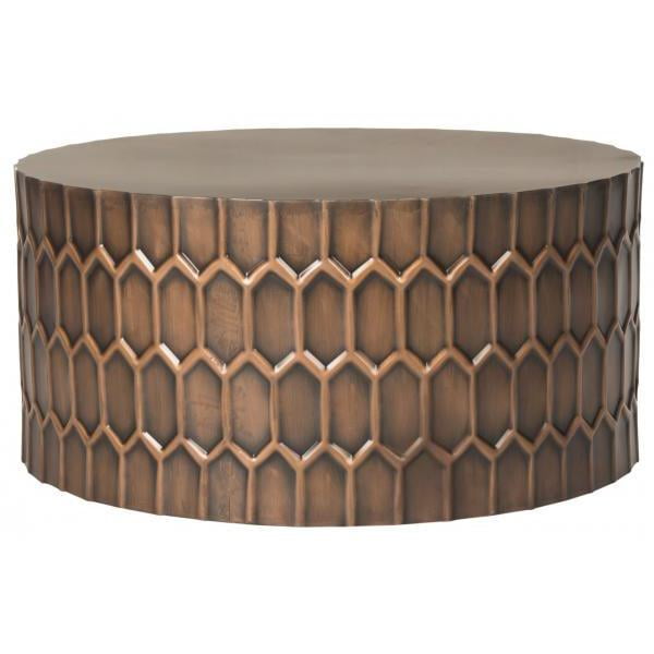 Antique Copper Round Metal Coffee Table