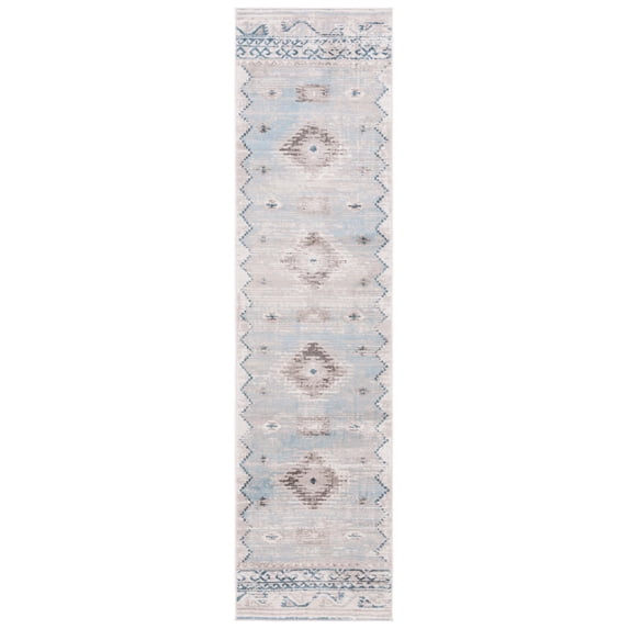 SAFAVIEH Cornelia Finn Medallion Runner Rug, Blue/Ivory, 2'2" x 8'