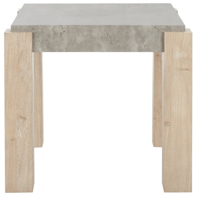 SAFAVIEH Coromio Modern End Table, Light Grey/Natural (21.1 in. W x 21.1 in. D x 19.7 in. H)