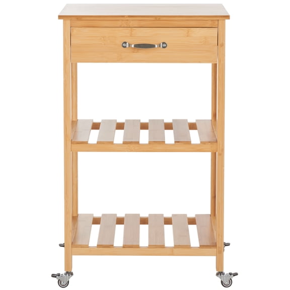 SAFAVIEH Corteau Kitchen Cart, Natural (18.5 in. W x 12.8 in. D x 30.7 in. H)