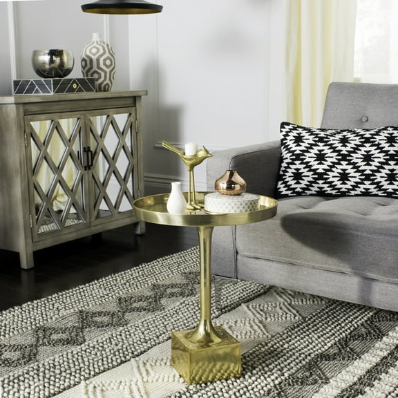 SAFAVIEH Corvus Contemporary Round Side Table, Antique Brass