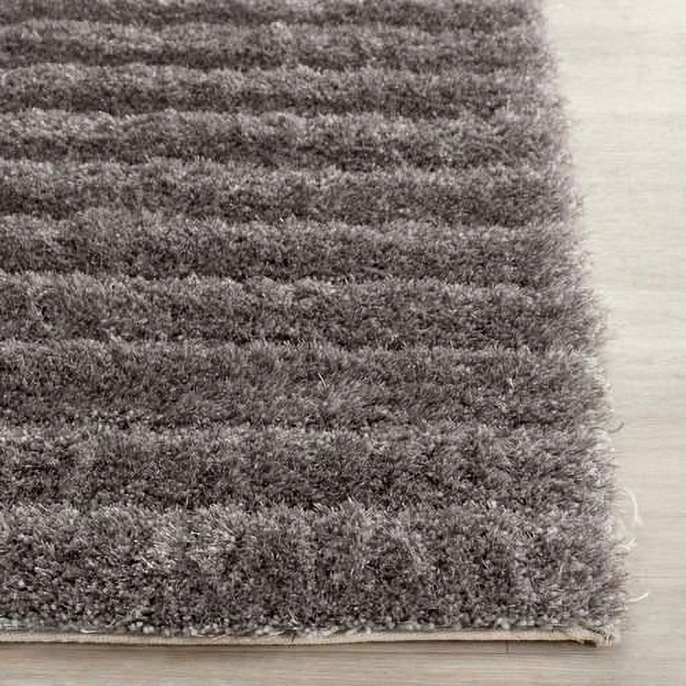 Hand-Tufted Gray Shag Wool Blend Area Rug, 42" x 6"