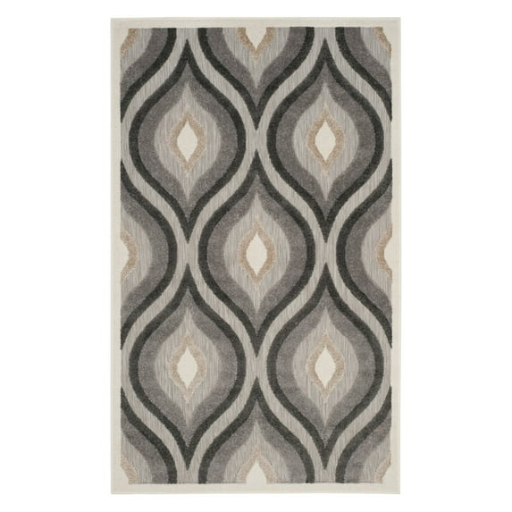 SAFAVIEH Cottage Alease Geometric Indoor/Outdoor Area Rug Grey/Dark Grey, 4' x 6'