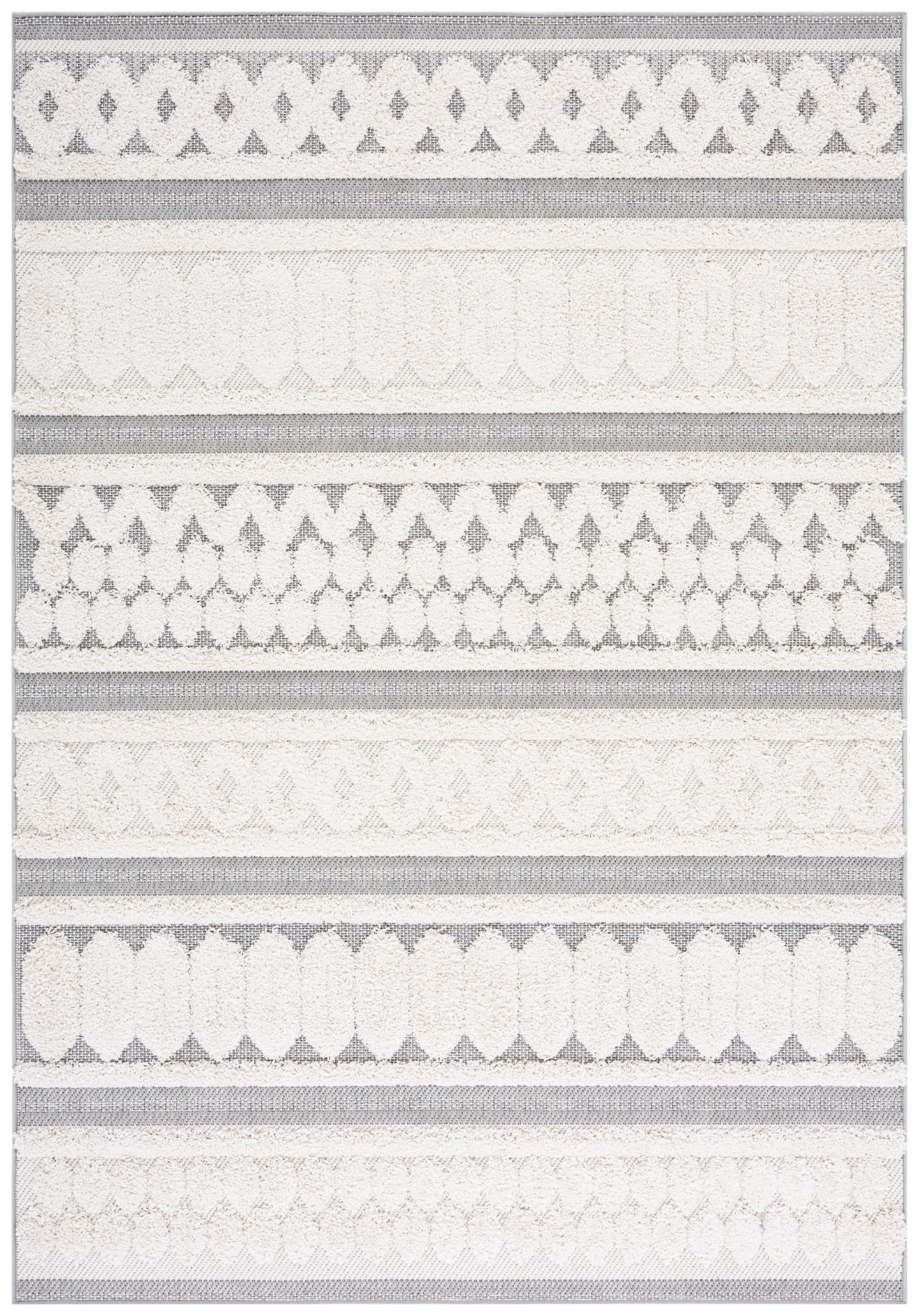 SAFAVIEH Cottage Bosworth Geometric Indoor/Outdoor Area Rug, Ivory/Grey, 4' x 6'