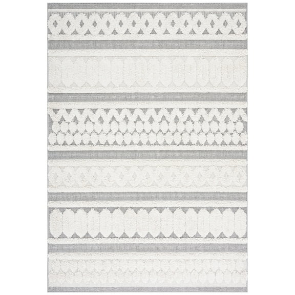 SAFAVIEH Cottage Bosworth Geometric Indoor/Outdoor Area Rug, Ivory/Grey, 8' x 10'