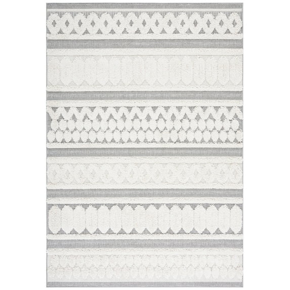 SAFAVIEH Cottage Bosworth Geometric Indoor/Outdoor Area Rug, Ivory/Grey, 8' x 10'
