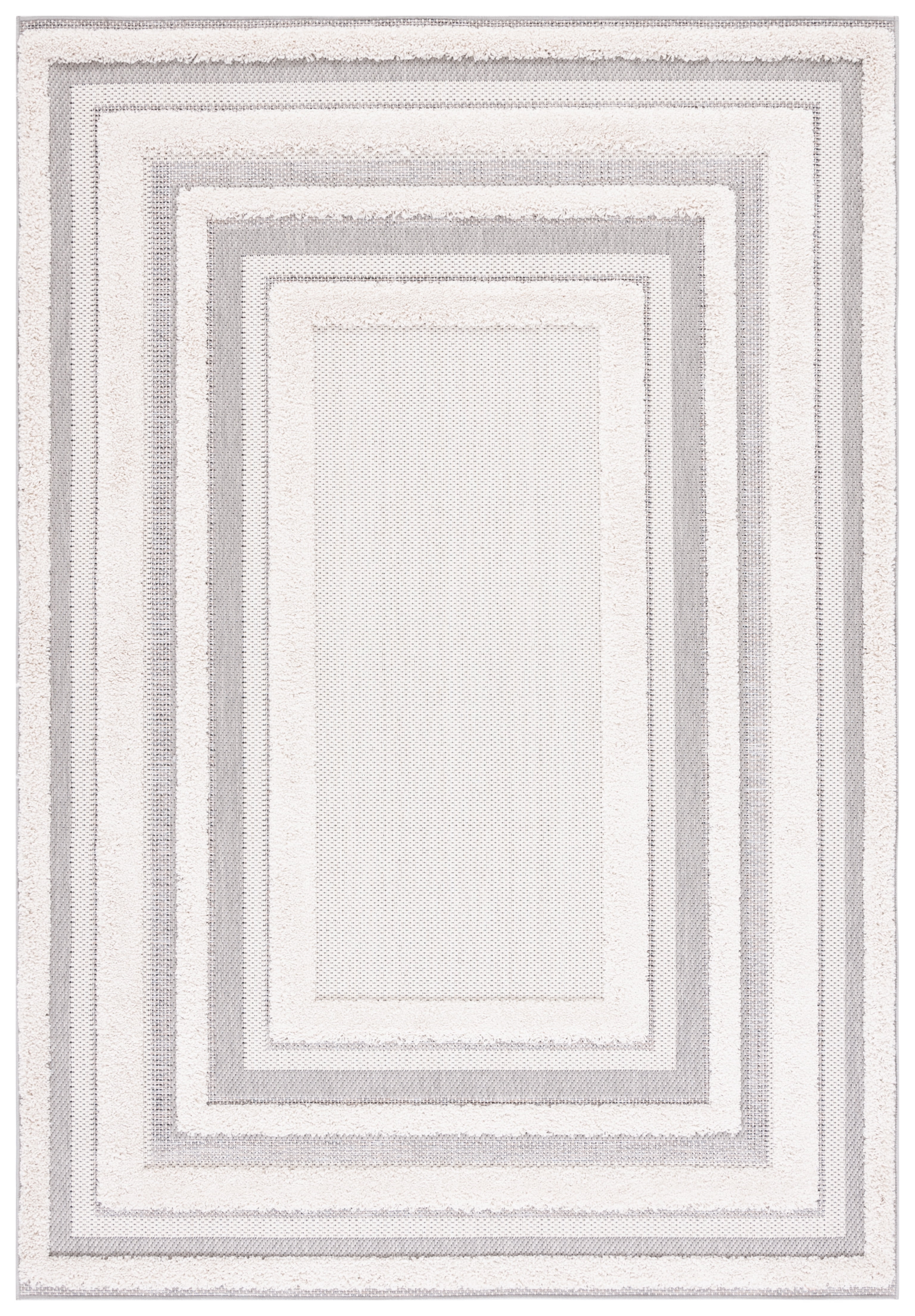 Ivory and Grey Rectangular Non-slip Synthetic Area Rug 4' x 6'