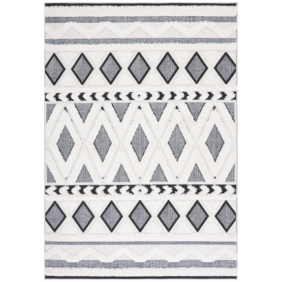 SAFAVIEH Cottage Charles Geometric Indoor/Outdoor Area Rug, Ivory/Dark Grey, 8' x 10'