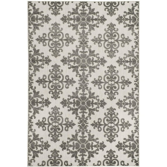 SAFAVIEH Cottage Damjan Geometric Floral Indoor/Outdoor Area Rug Cream/Grey, 5'3" x 7'7"