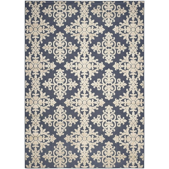 SAFAVIEH Cottage Damjan Geometric Floral Indoor/Outdoor Area Rug Navy/Cream, 8' x 11'2"