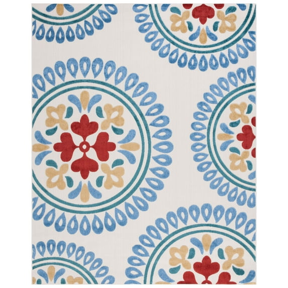 SAFAVIEH Cottage Dijana Floral Indoor/Outdoor Area Rug, Cream/Sky Blue, 8' x 10'